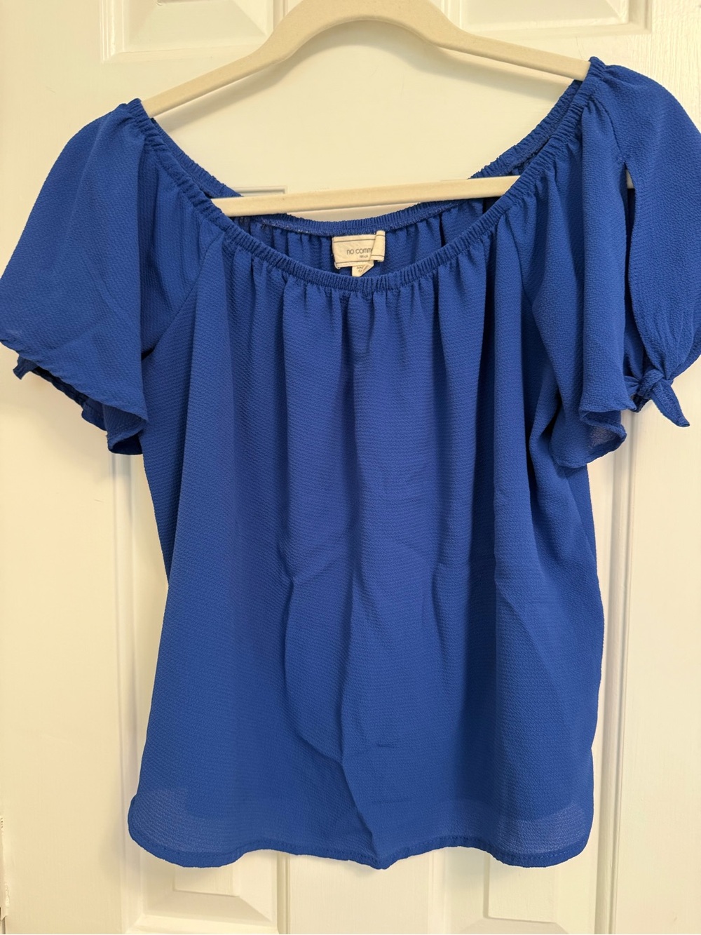 Blue Tie-Side Textured Top